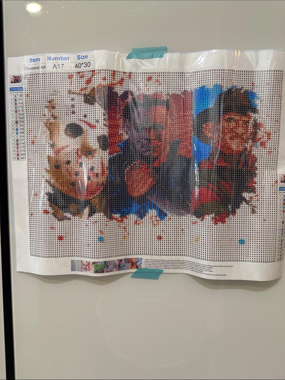 Halloween Horror Movie Trio Diamond Art Painting Kit in Multi-Color 40x30cm
